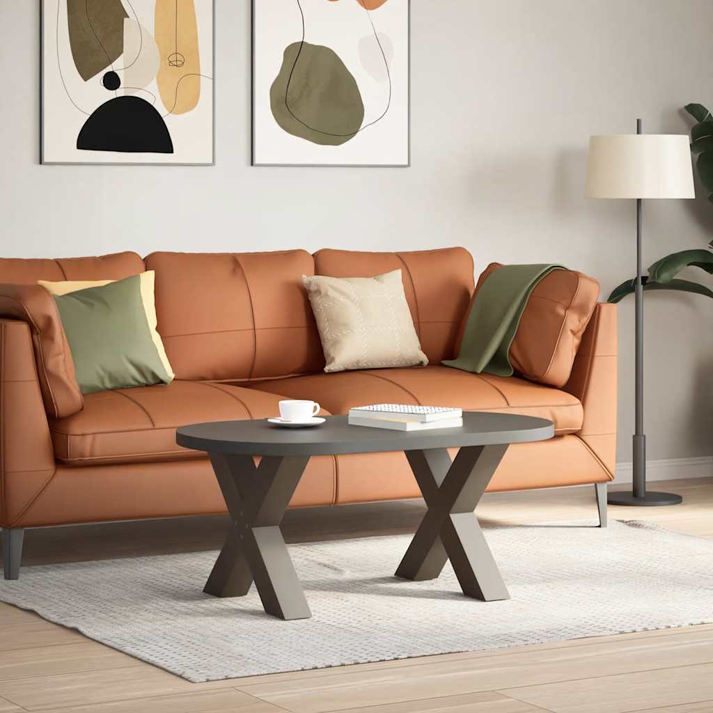 Pieds de table basse en forme de X, 2 pièces, acier naturel, 50 x (42-43) cm - XIOS