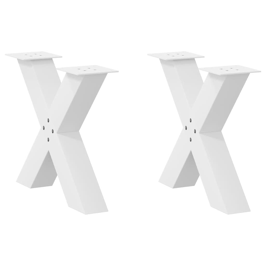 Pieds de table basse en forme de X, 2 pièces, blanc, 60 x (42-43) cm, acier - XIOS