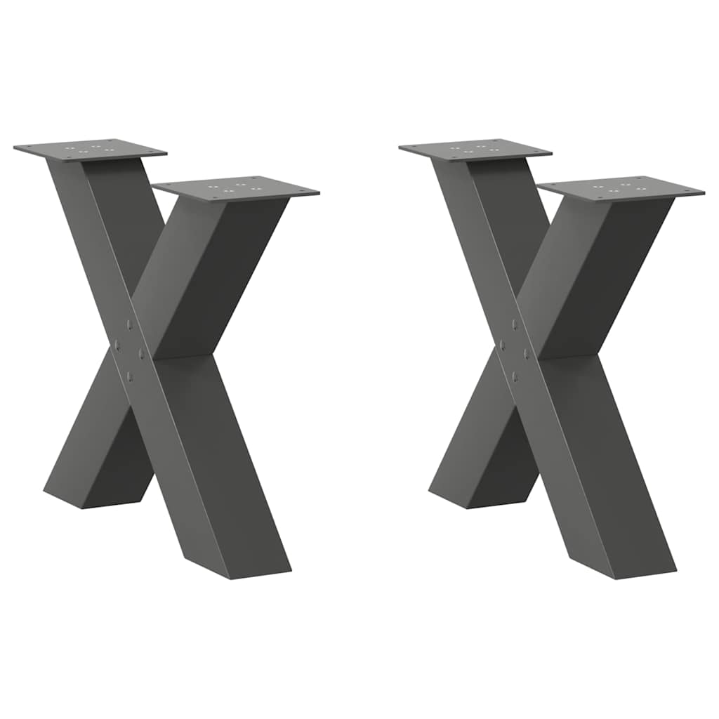 Pieds de table basse en forme de X, 2 pièces, anthracite, 60 x (42-43) cm, acier - XIOS