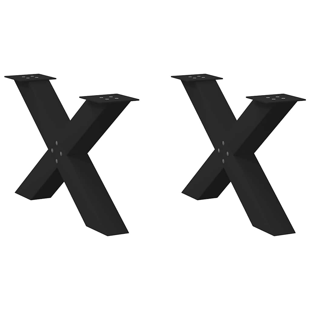 Pieds de table basse en forme de X, 2 pièces, noir, 70 x (42-43) cm, acier - XIOS