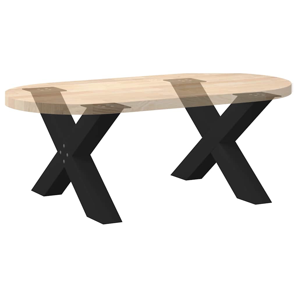 Pieds de table basse en forme de X, 2 pièces, noir, 70 x (42-43) cm, acier - XIOS