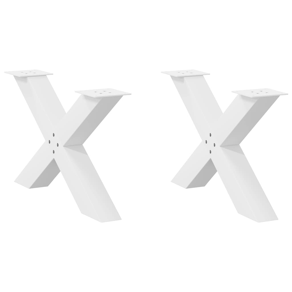 Pieds de table basse en forme de X, 2 pièces, blanc, 70 x (42-43) cm, acier - XIOS