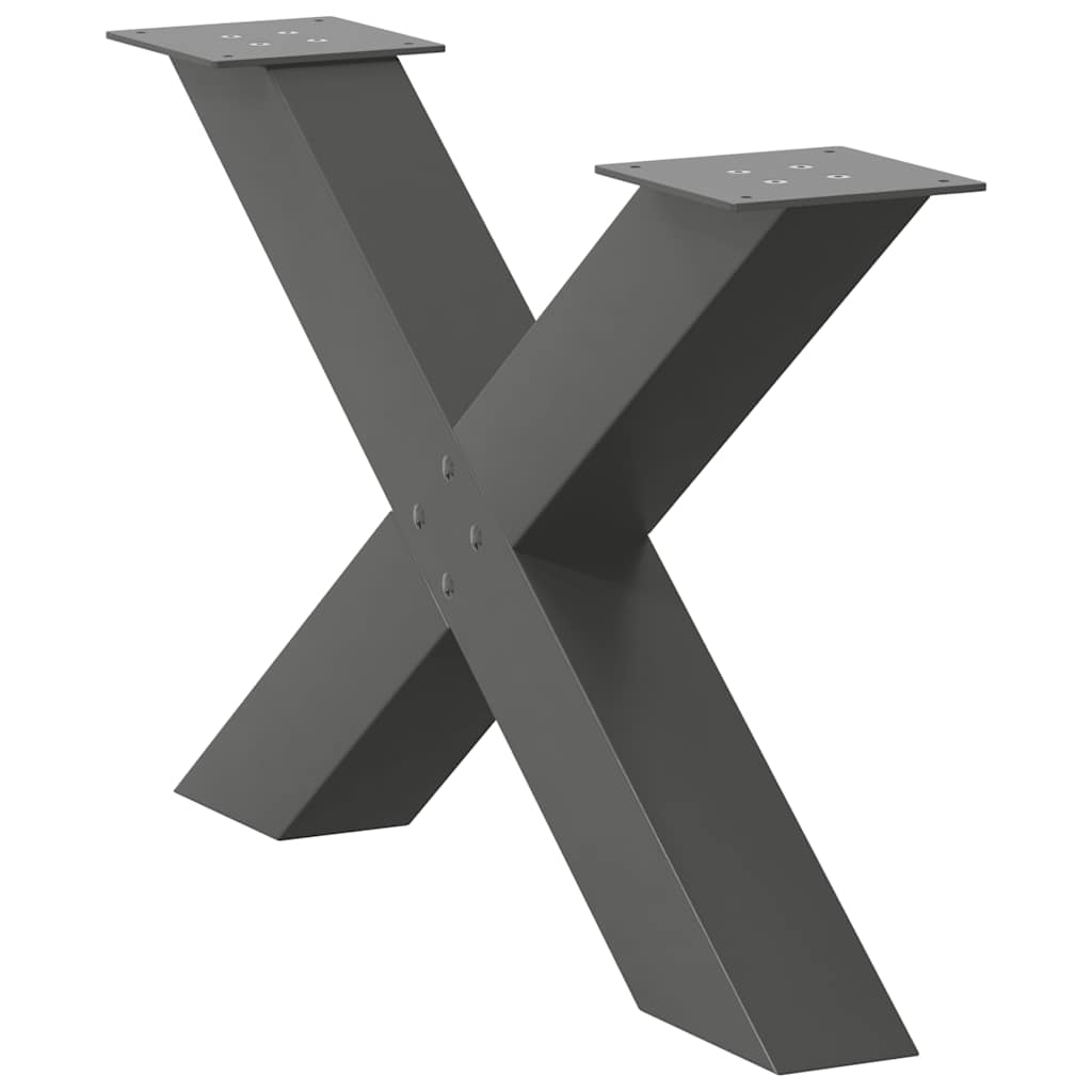 Pieds de table basse en forme de X, 2 pièces, anthracite, 70 x (42-43) cm, acier - XIOS