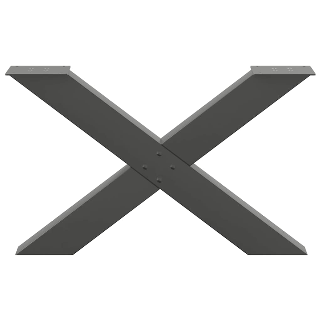 Pieds de table basse en forme de X, 2 pièces, anthracite, 70 x (42-43) cm, acier - XIOS