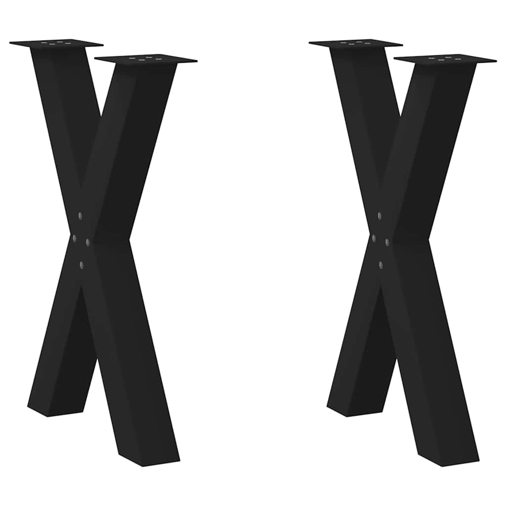 Pieds de table à manger en forme de X, 2 pièces, noir, 50 x (72-73) cm, acier - XIOS
