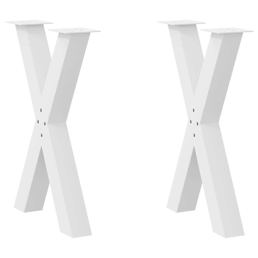 Pieds de table à manger en forme de X, 2 pièces, blanc, 50 x (72-73) cm, acier - XIOS