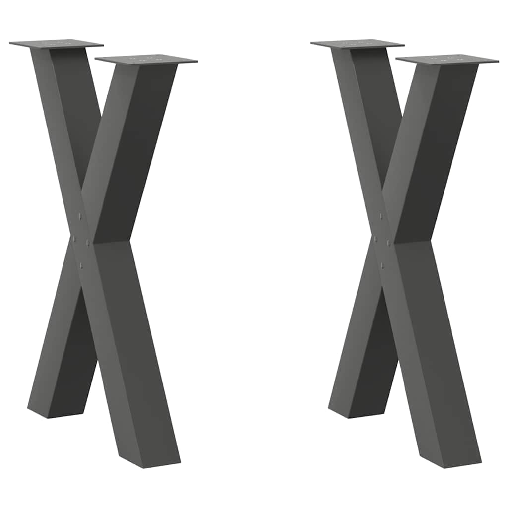 Pieds de table à manger en forme de X 2 pièces Anthracite 50 x (72-73) cm Acier - XIOS