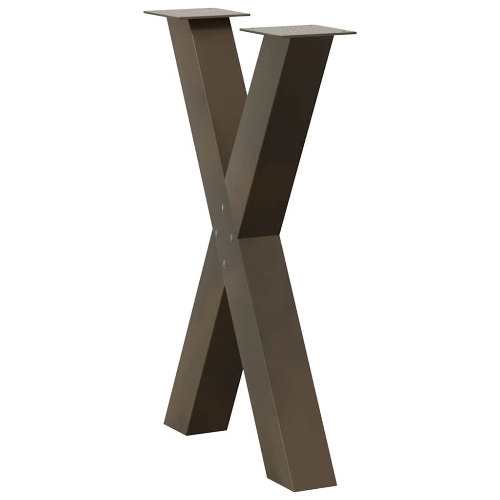 Pieds de table à manger en forme de X, 2 pièces, acier naturel, 50 x (72-73) cm - XIOS