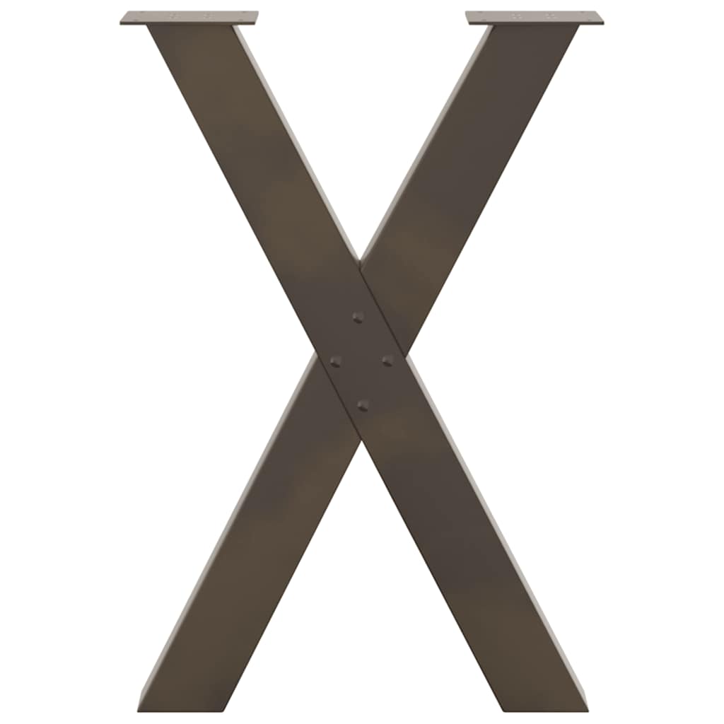 Pieds de table à manger en forme de X, 2 pièces, acier naturel, 50 x (72-73) cm - XIOS