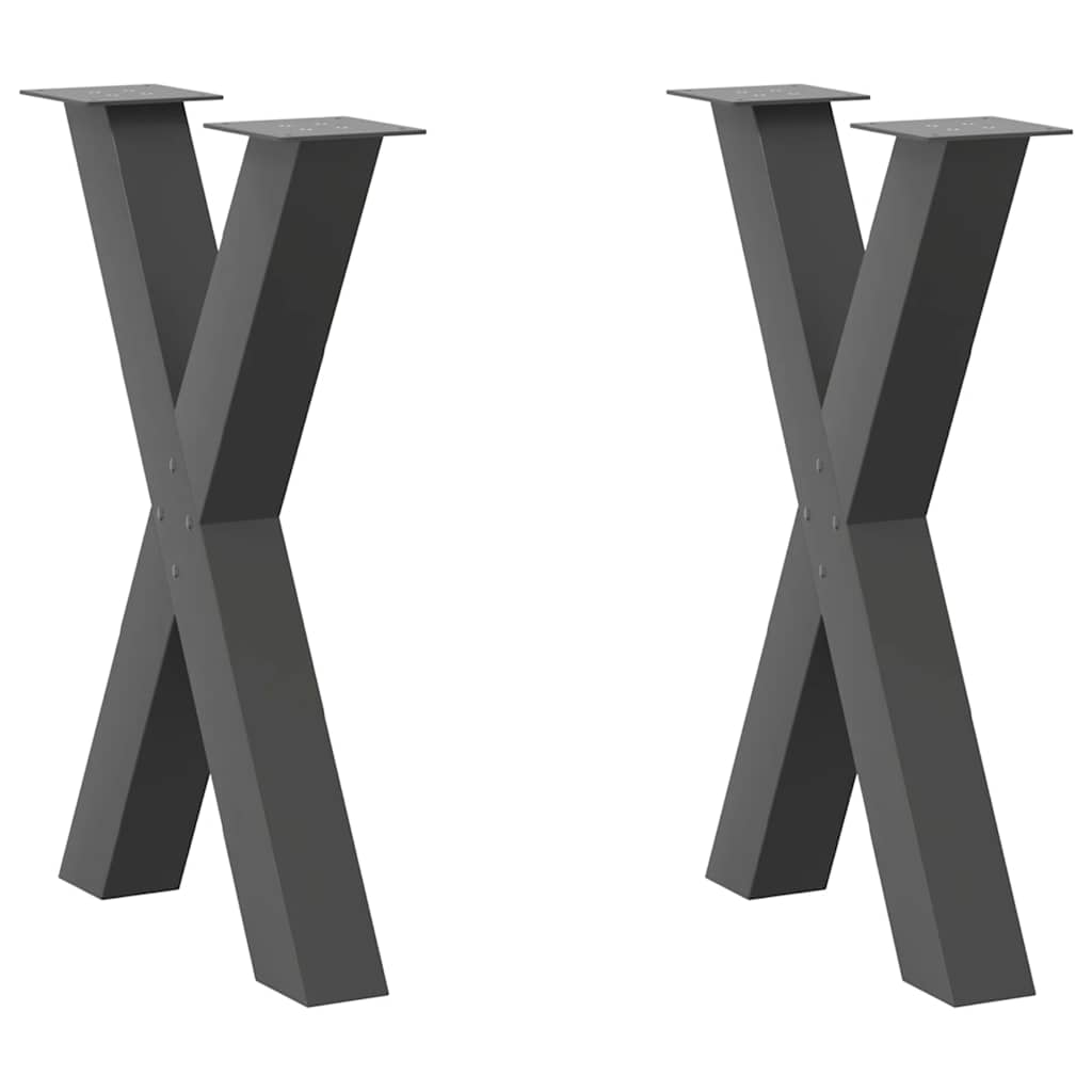 Pieds de table à manger en forme de X, 2 pièces, anthracite, 60 x (72-73) cm, acier - XIOS