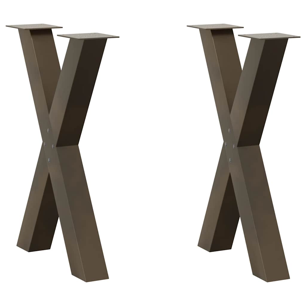 Pieds de table à manger en forme de X, 2 pièces, acier naturel, 60 x (72-73) cm - XIOS