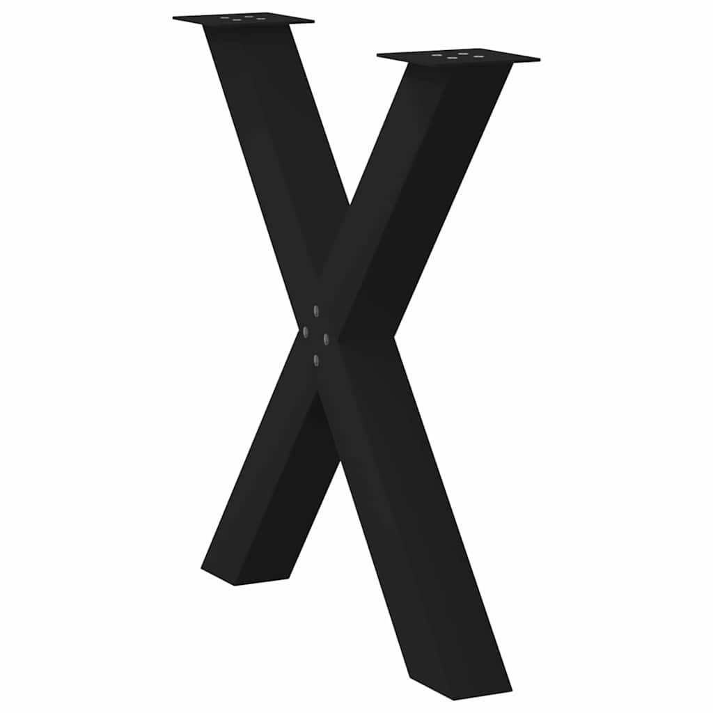 Pieds de table à manger en forme de X, 2 pièces, noir, 70 x (72-73) cm, acier - XIOS