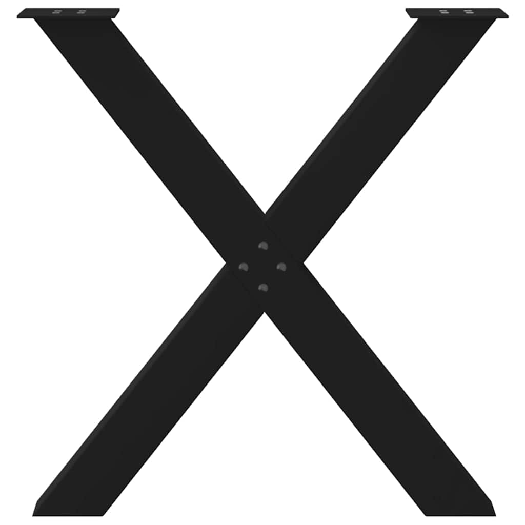 Pieds de table à manger en forme de X, 2 pièces, noir, 70 x (72-73) cm, acier - XIOS