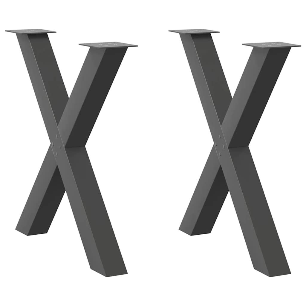 Pieds de table à manger en forme de X 2 pièces Anthracite 70 x (72-73) cm Acier - XIOS