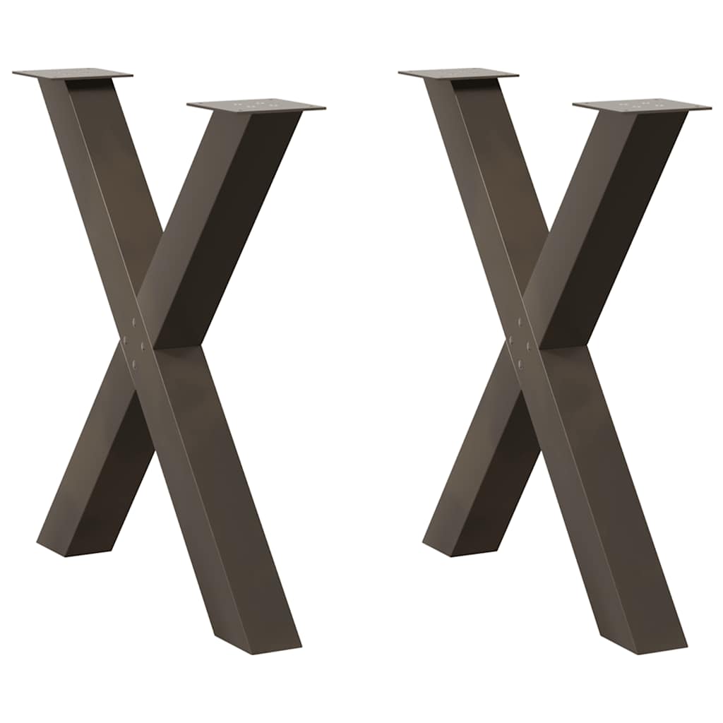 Pieds de table à manger en forme de X, 2 pièces, acier naturel, 70 x (72-73) cm - XIOS