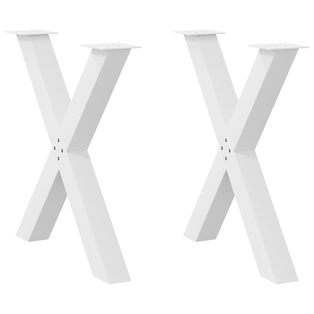Pieds de table à manger en forme de X, 2 pièces, blanc, 80 x (72-73) cm, acier - XIOS