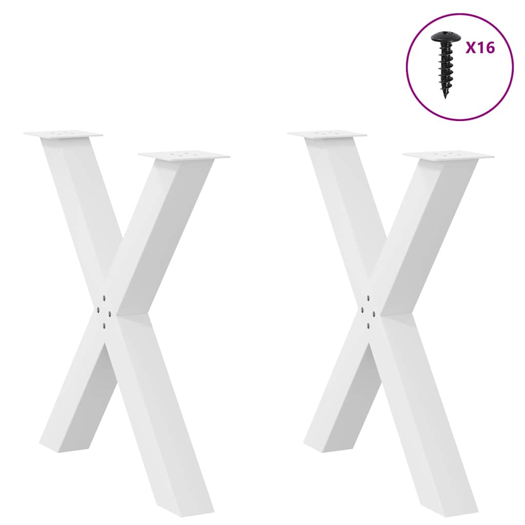Pieds de table à manger en forme de X, 2 pièces, blanc, 80 x (72-73) cm, acier - XIOS