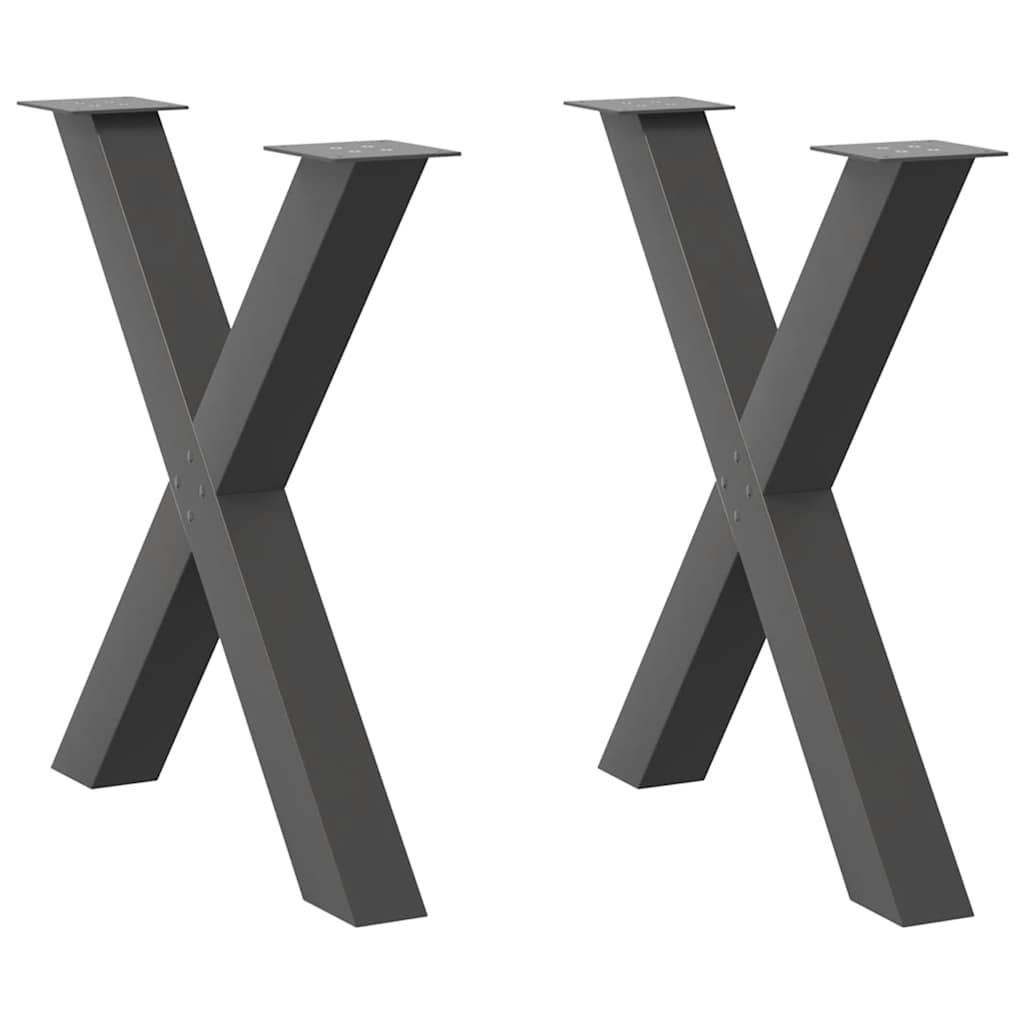 Pieds de table à manger en forme de X, 2 pièces, anthracite, 80 x (72-73) cm, acier - XIOS