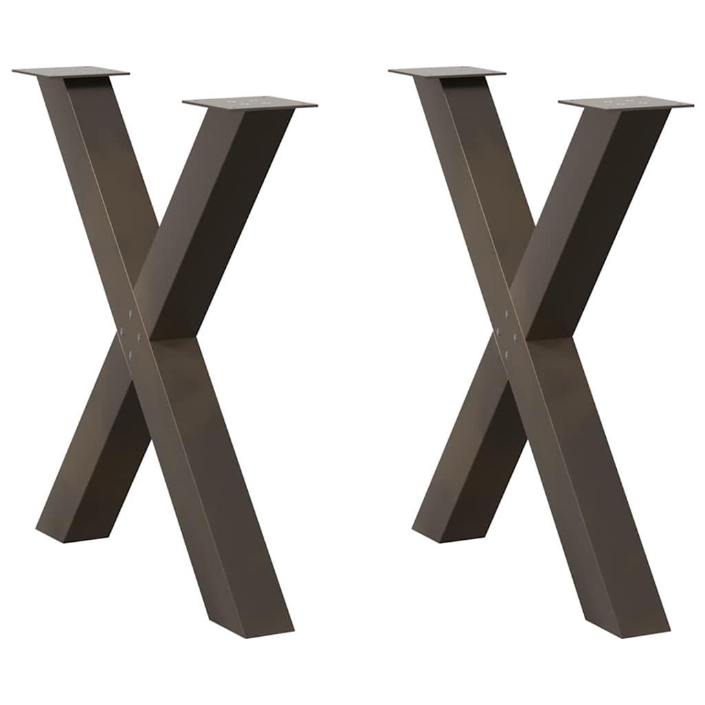 Pieds de table à manger en forme de X, 2 pièces, acier naturel, 80 x (72-73) cm - XIOS