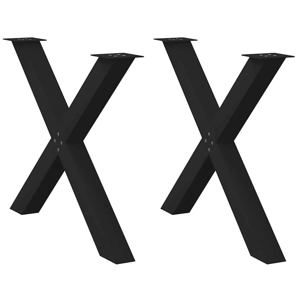 Pieds de table à manger en forme de X, 2 pièces, noir, 90 x (72-73) cm, acier - XIOS