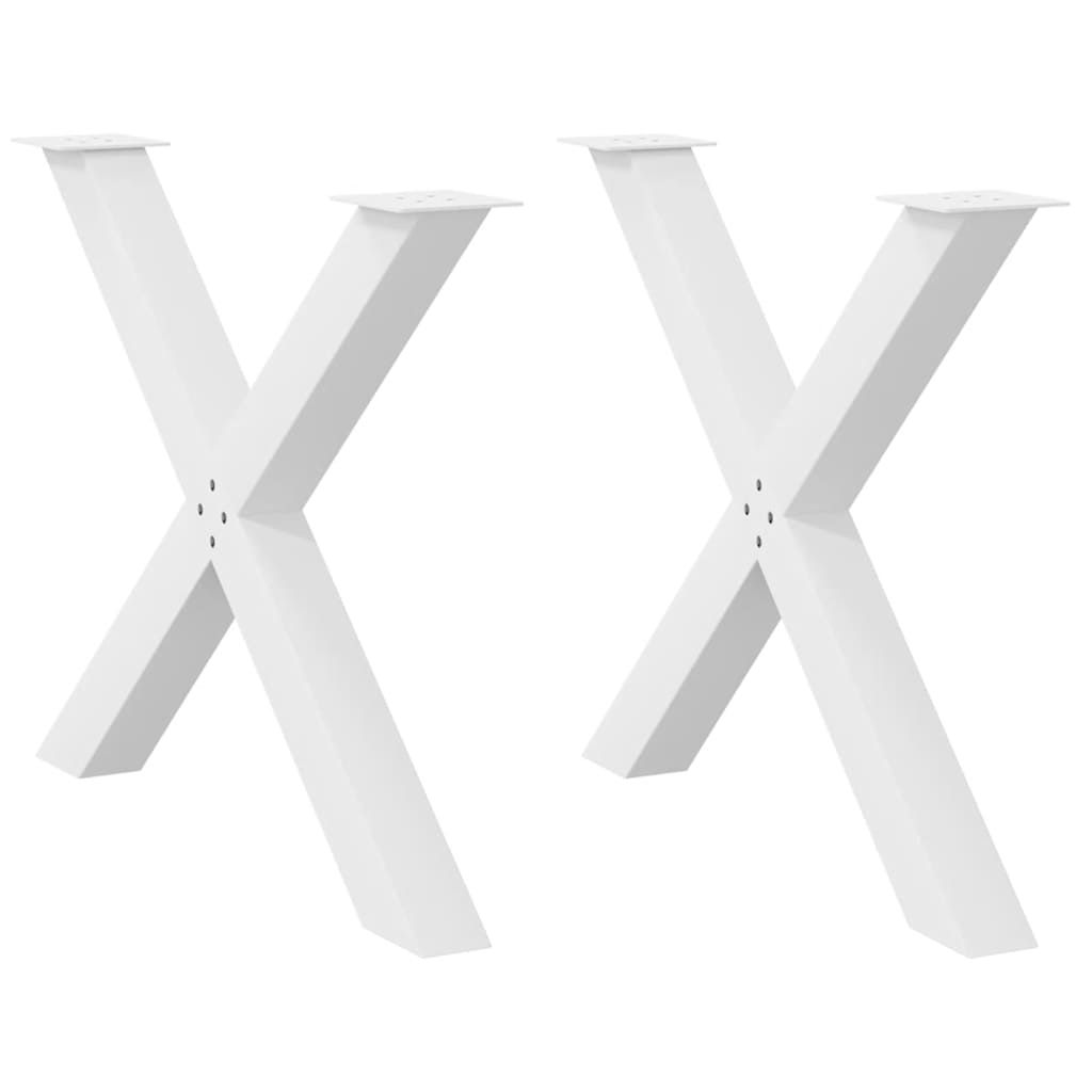 Pieds de table à manger en forme de X, 2 pièces, blanc, 90 x (72-73) cm, acier - XIOS