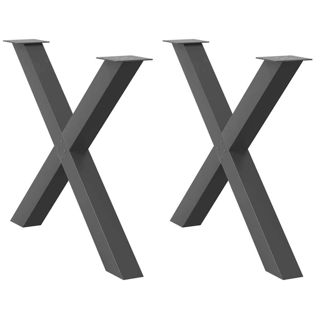 Pieds de table à manger en forme de X 2 pièces Anthracite 90 x (72-73) cm Acier - XIOS