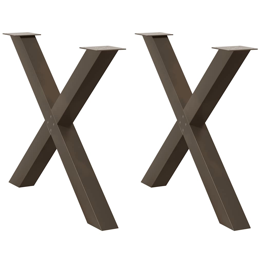 Pieds de table à manger en forme de X, 2 pièces, acier naturel, 90 x (72-73) cm - XIOS