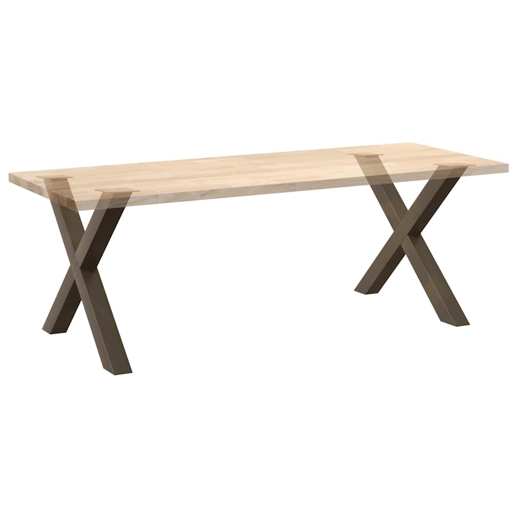 Pieds de table à manger en forme de X, 2 pièces, acier naturel, 90 x (72-73) cm - XIOS