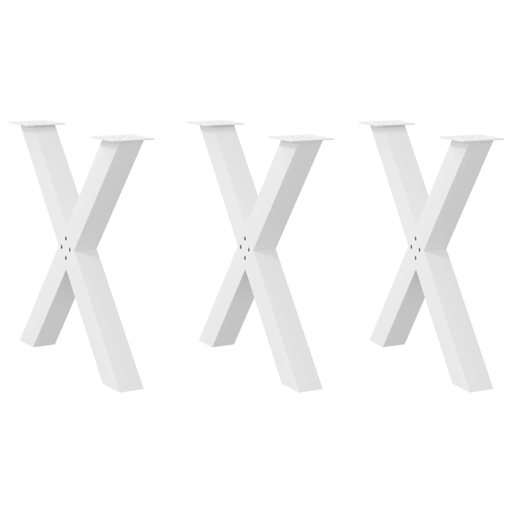 Pieds de table à manger en forme de X, 3 pièces, blanc, 70 x (72-73) cm, acier - XIOS