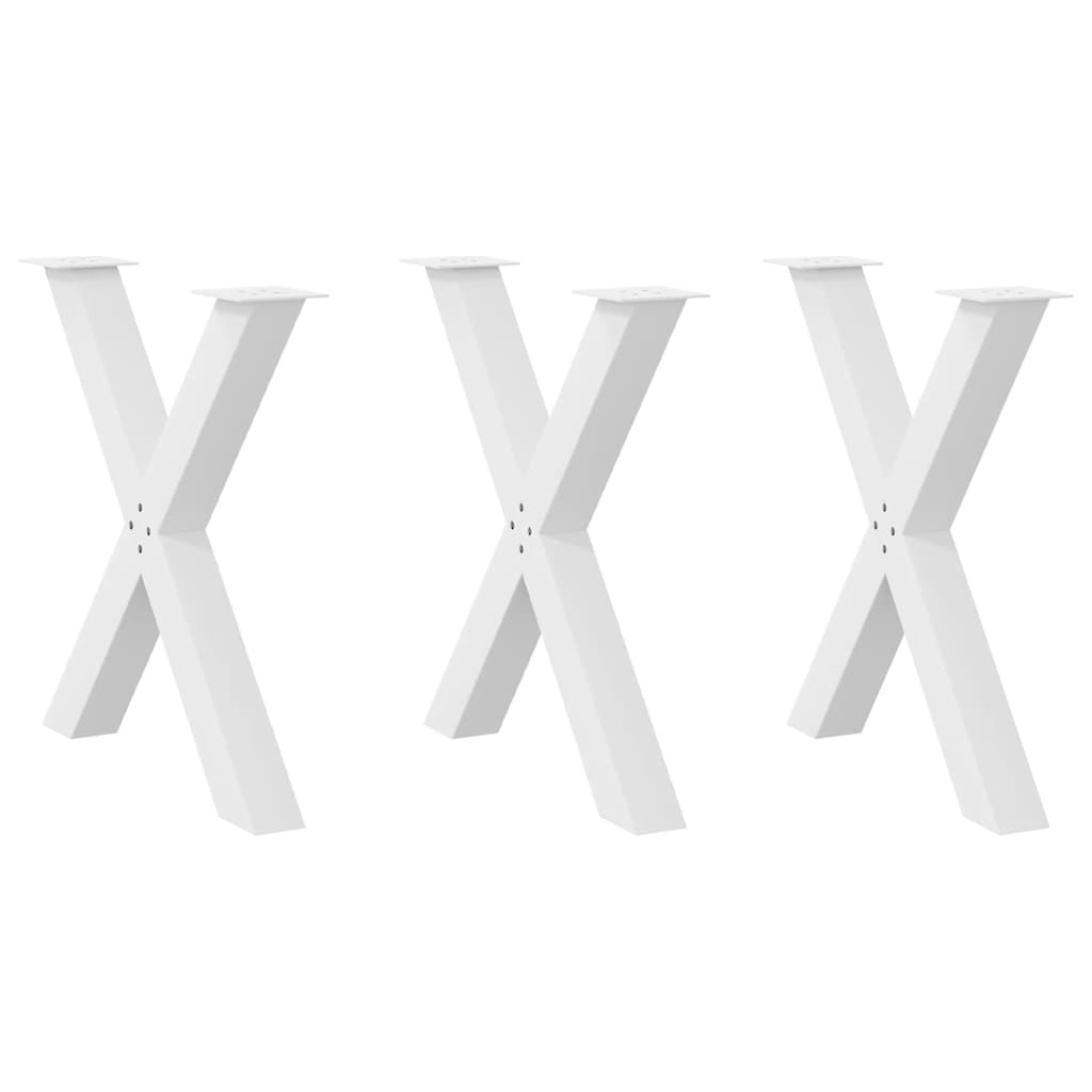 Pieds de table à manger en forme de X, 3 pièces, blanc, 80 x (72-73) cm, acier - XIOS
