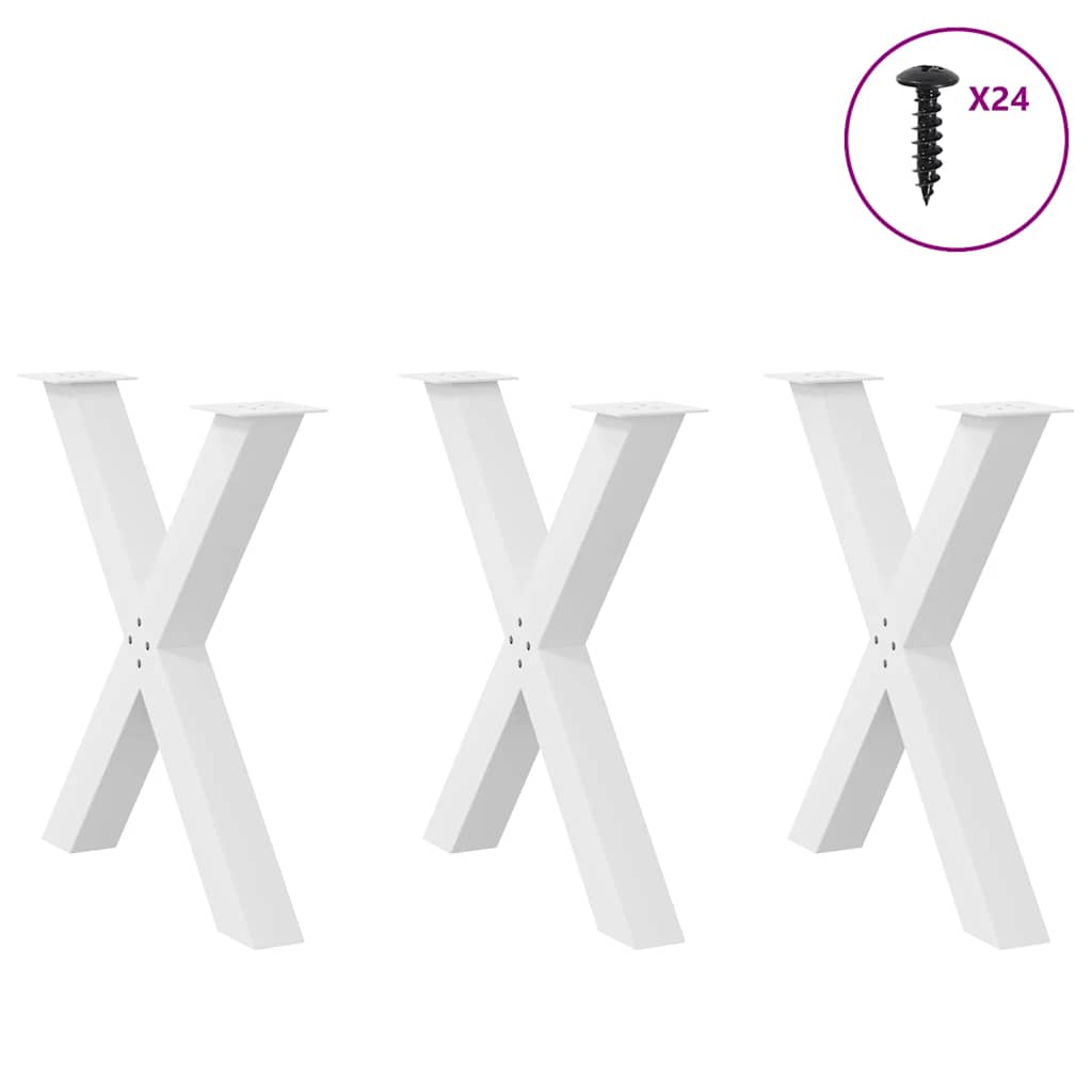 Pieds de table à manger en forme de X, 3 pièces, blanc, 80 x (72-73) cm, acier - XIOS