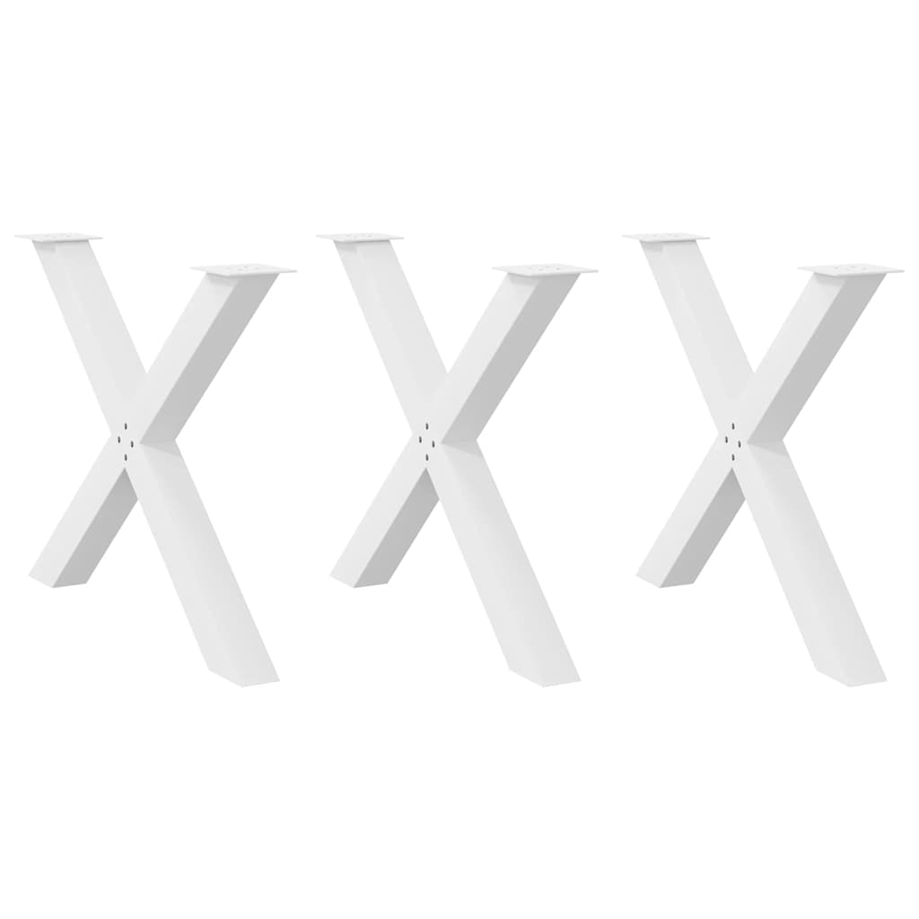 Pieds de table à manger en forme de X, 3 pièces, blanc, 90 x (72-73) cm, acier - XIOS