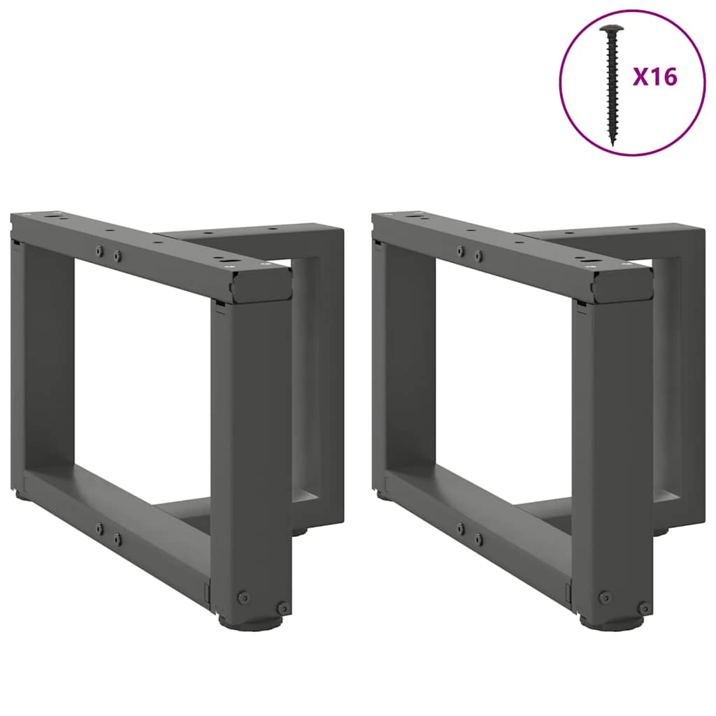 Pieds de table basse en T, 2 pièces, anthracite, 40 x 25 x (30-31) cm, acier - XIOS