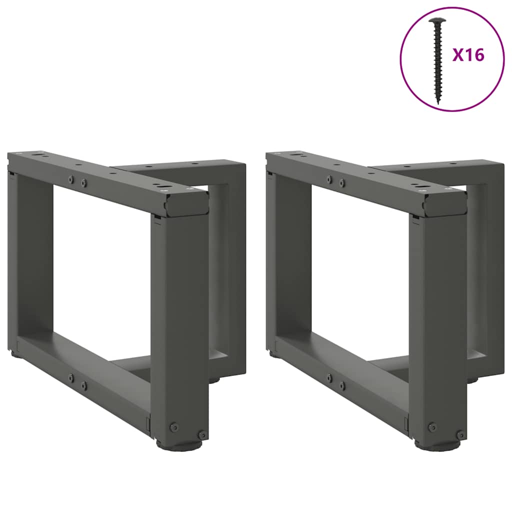 Pieds de table basse en T, 2 pièces, anthracite, 50 x 25 x (30-31) cm, acier - XIOS