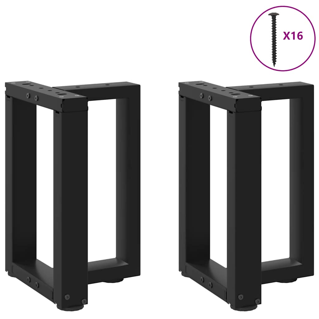 Pieds de table basse en T, 2 pièces, noir, 38 x 25 x (42-43) cm, acier - XIOS