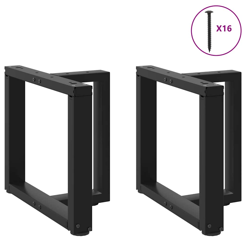 Pieds de table basse en T, 2 pièces, noir, 50 x 25 x (42-43) cm, acier - XIOS