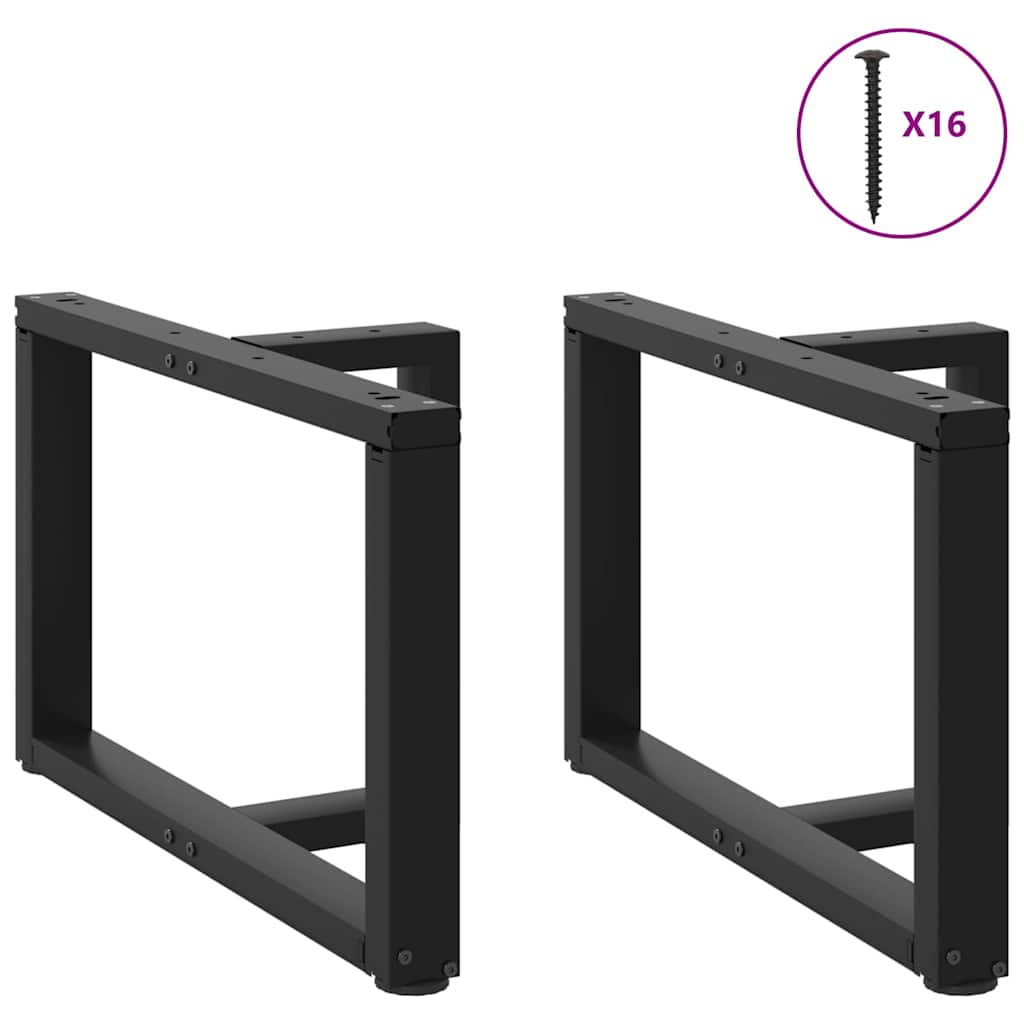Pieds de table basse en T, 2 pièces, noir, 70 x 25 x (42-43) cm, acier - XIOS
