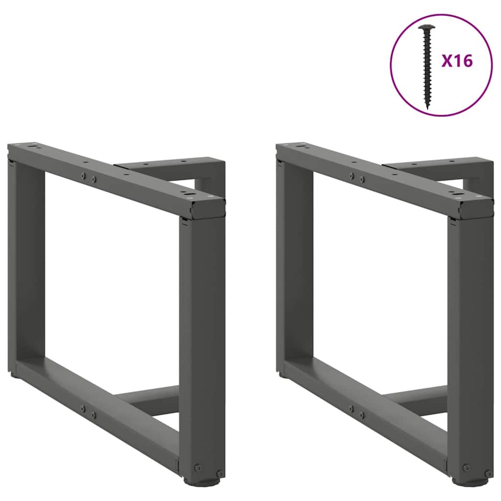 Pieds de table basse en T, 2 pièces, anthracite, 70 x 25 x (42-43) cm, acier - XIOS