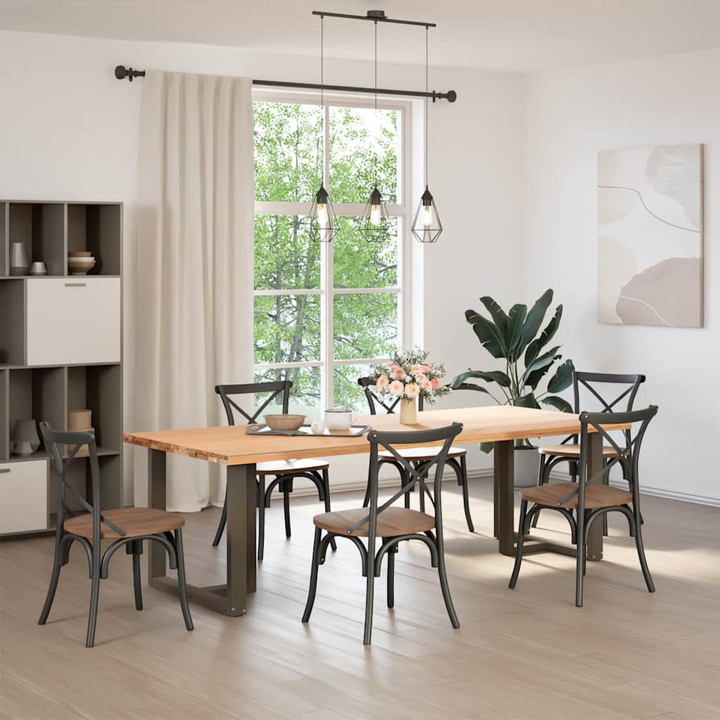 Pieds de table à manger en T, 2 pièces, noir, 80 x 35 x (72-73) cm, acier - XIOS