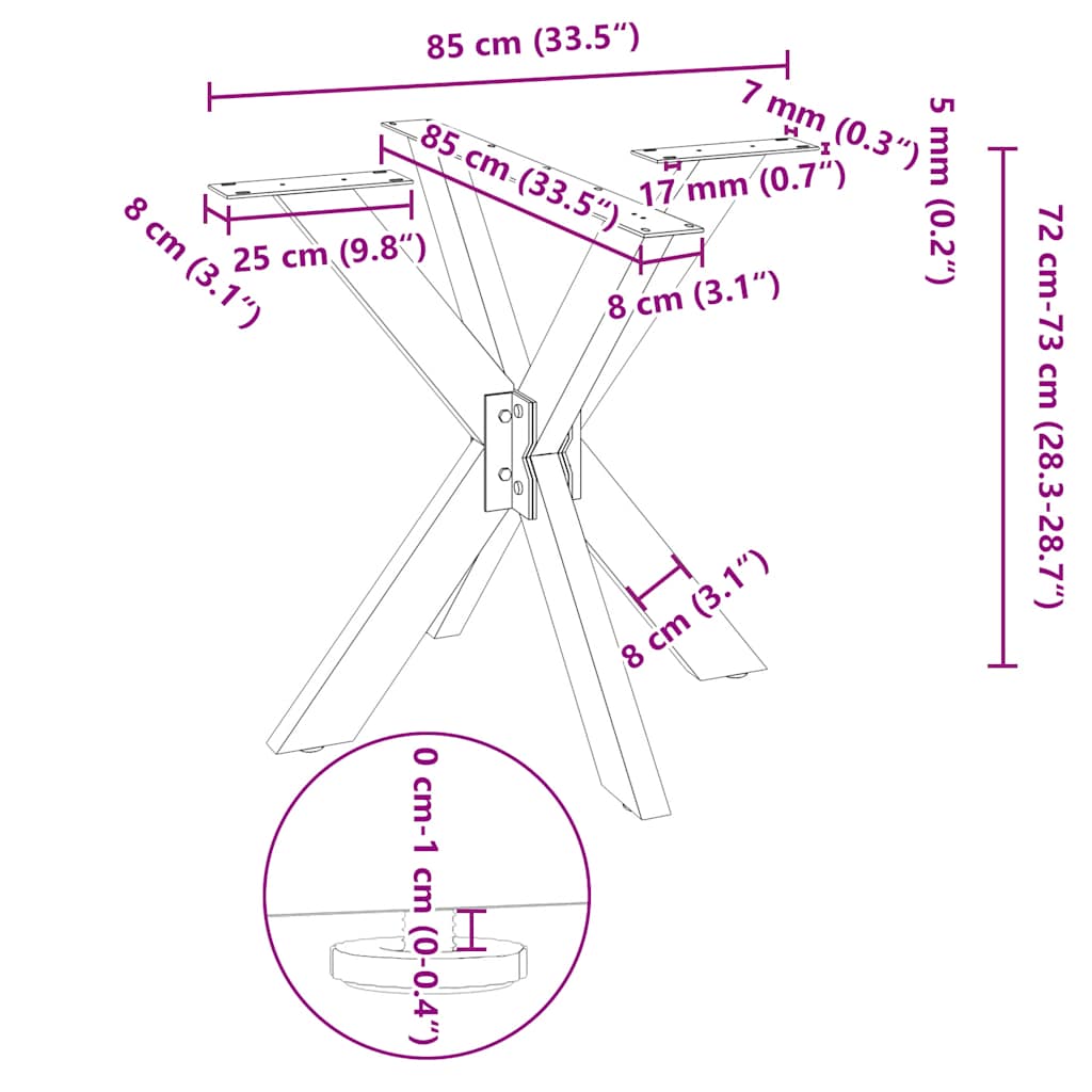 Pied de table à manger en forme d'araignée noir 85 x 85 x (72-73) cm en acier - XIOS