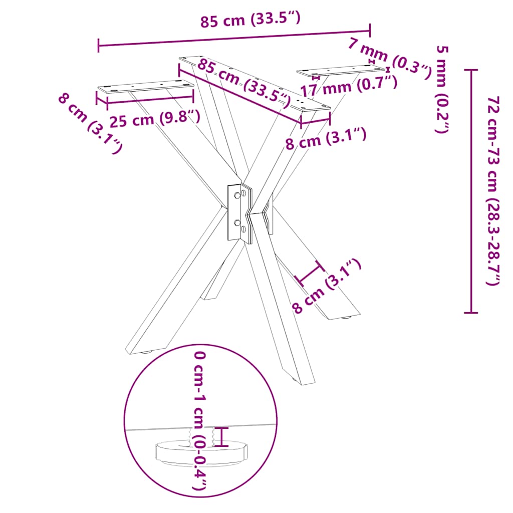 Pied de table à manger en forme d'araignée, blanc, 85 x 85 x (72-73) cm, acier - XIOS
