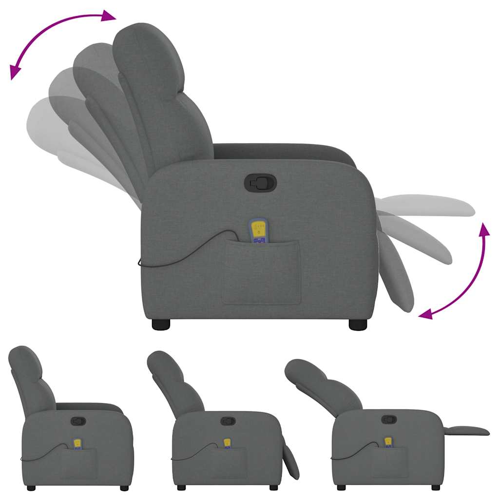 Fauteuil inclinable de massage en tissu gris foncé
