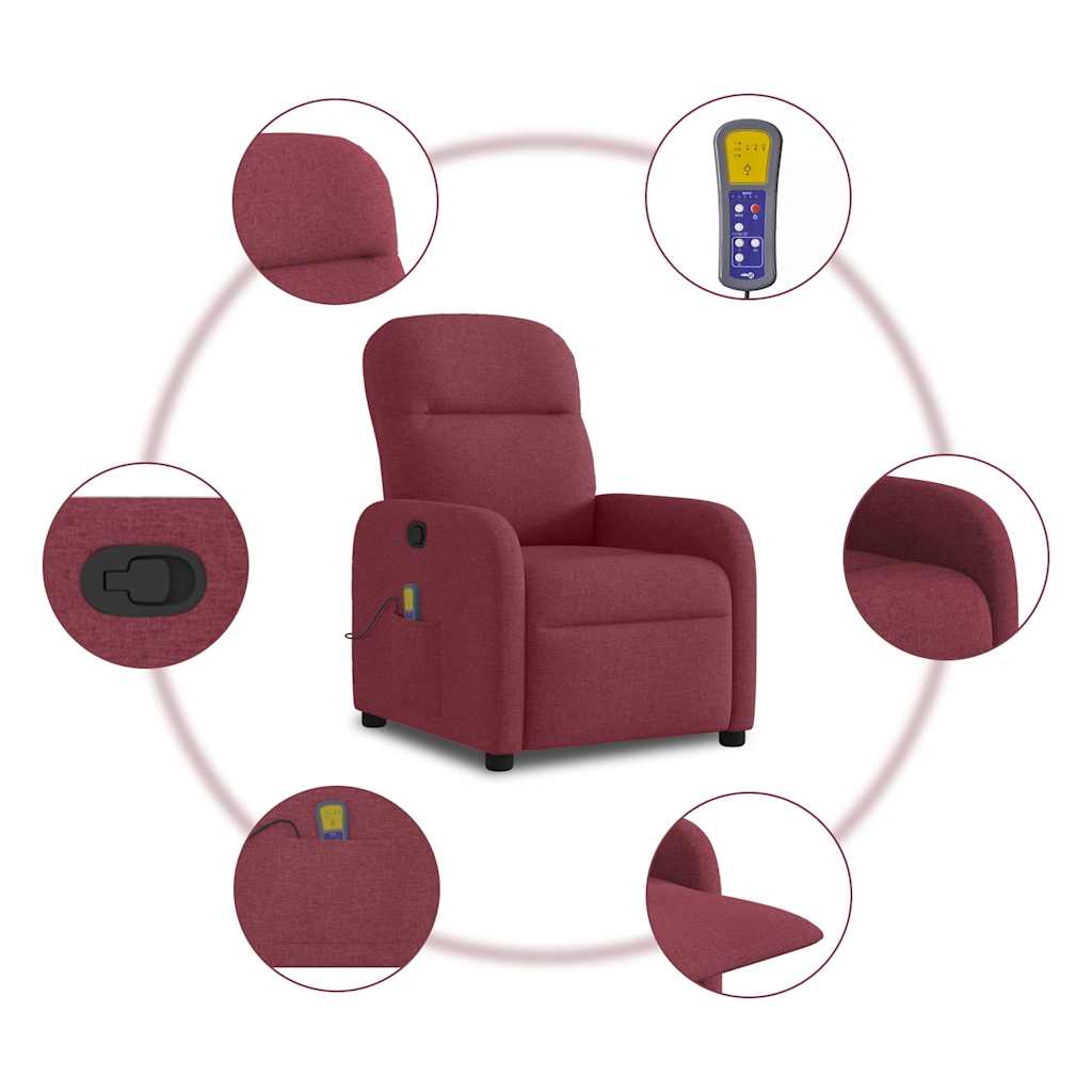 Fauteuil de massage inclinable Rouge bordeaux Tissu - XIOS