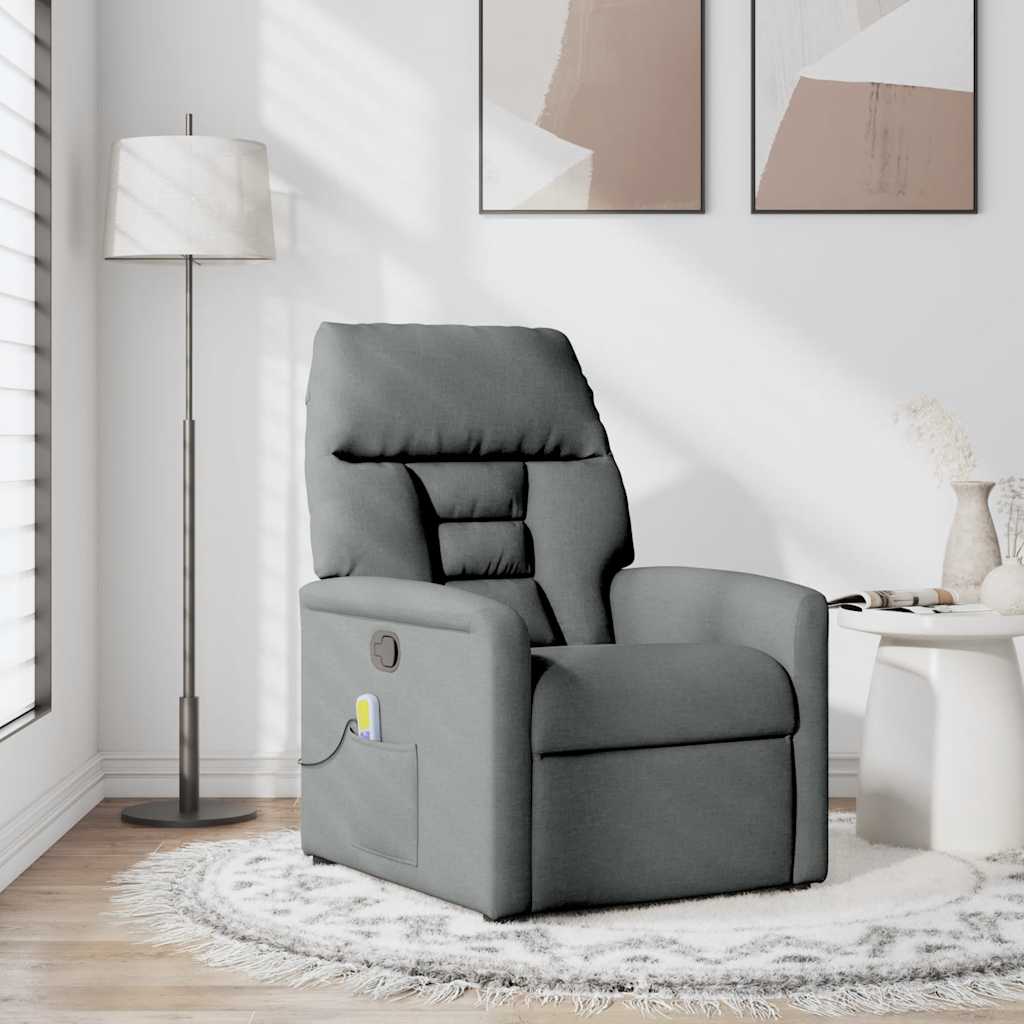 Fauteuil inclinable de massage en tissu gris foncé - XIOS