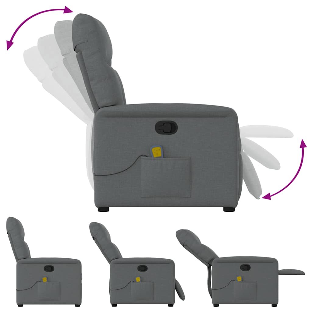 Fauteuil inclinable de massage en tissu gris foncé - XIOS