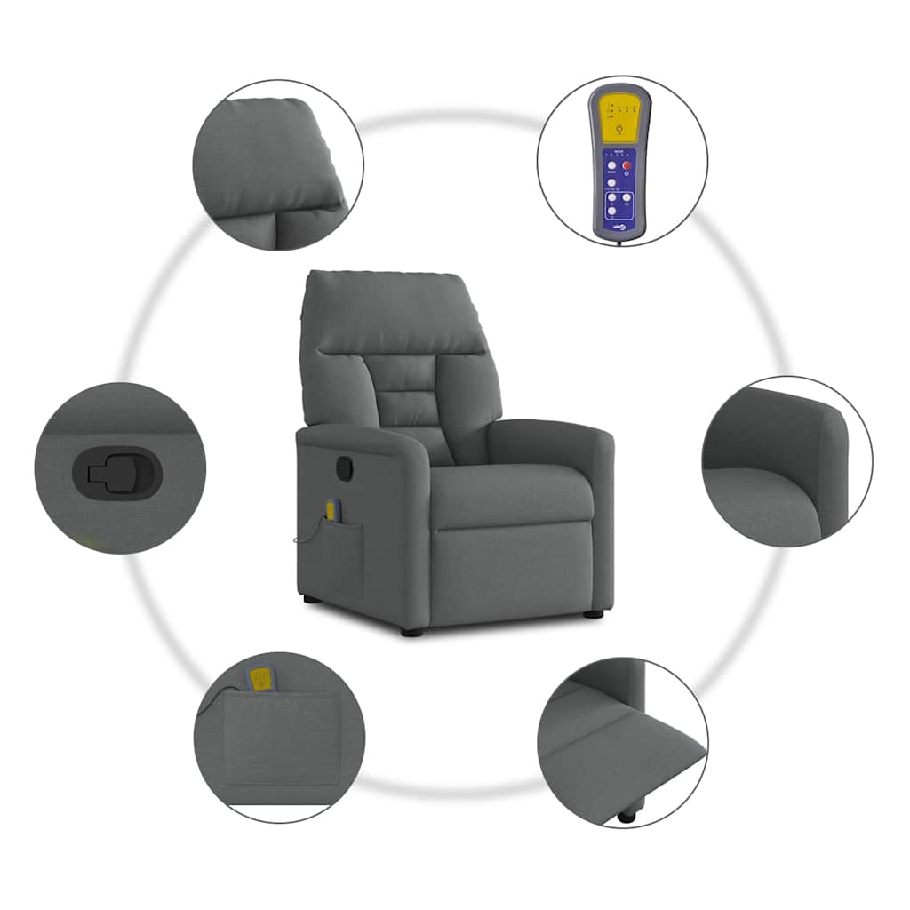 Fauteuil inclinable de massage en tissu gris foncé - XIOS