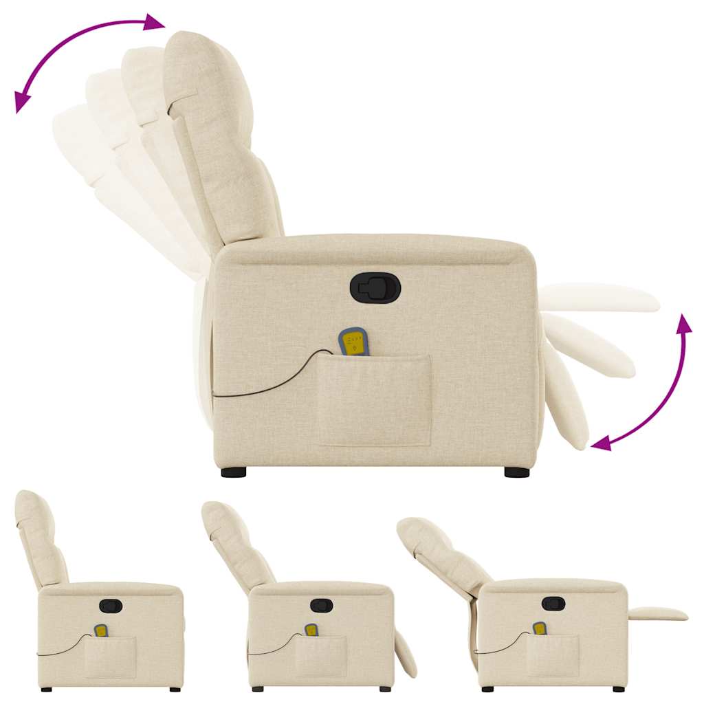 Fauteuil de massage inclinable Crème Tissu