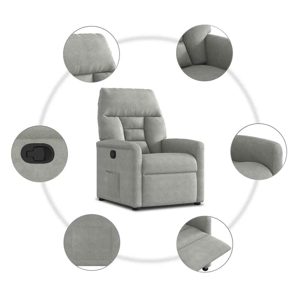 Fauteuil inclinable gris clair tissu microfibre - XIOS