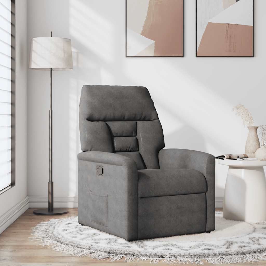 Fauteuil inclinable gris foncé tissu microfibre - XIOS