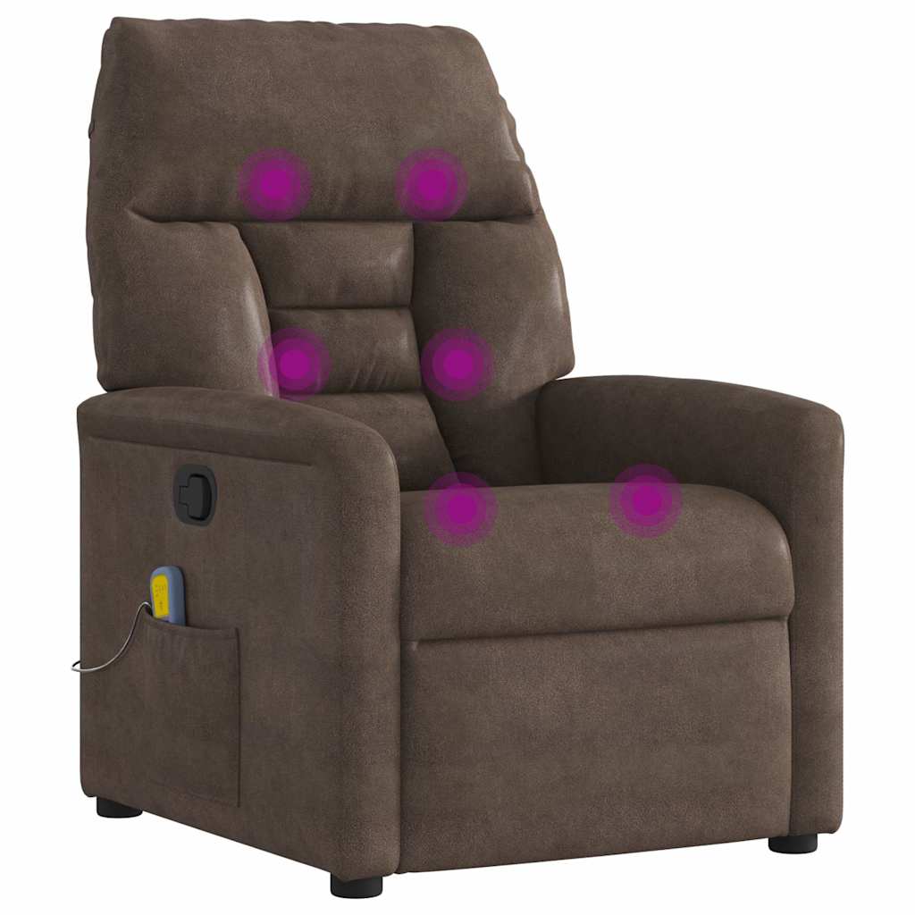 Fauteuil inclinable de massage marron tissu microfibre - XIOS